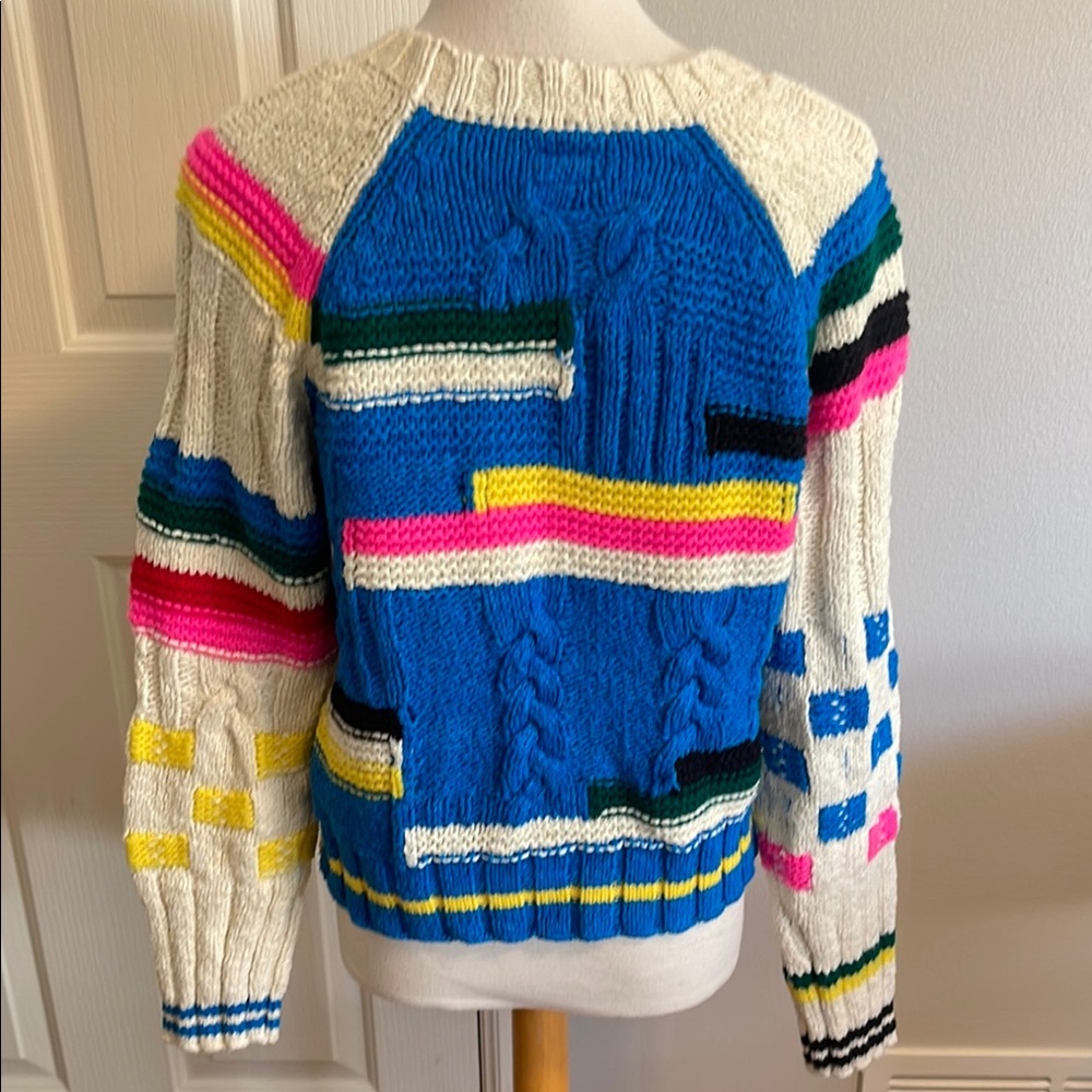 MOTHER Itsy Bitsy Intarsia Raglan Colorful Patchwork Crew Neck Sweater - Picture 5 of 11